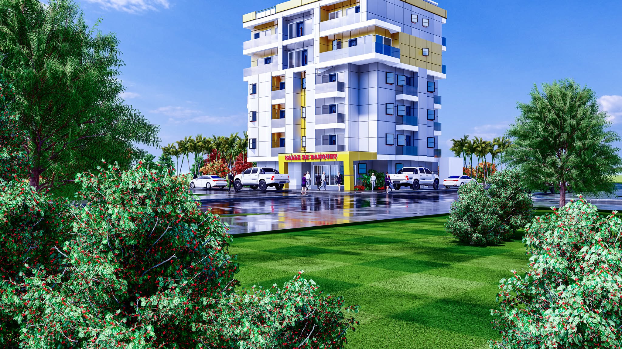 Chantier de construction moderne au Cameroun